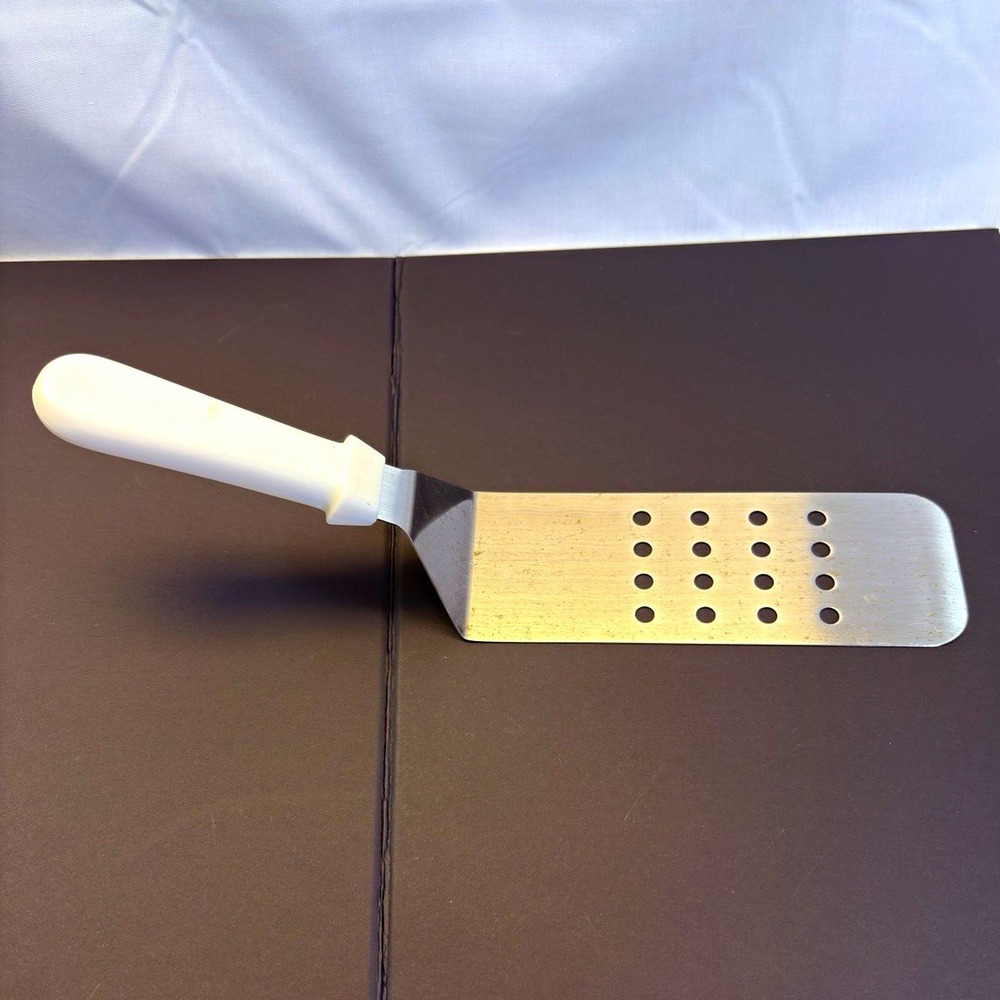 Bakers & Chefs Stainless Steel Slotted Turner Spatula, White Plastic Handle L525